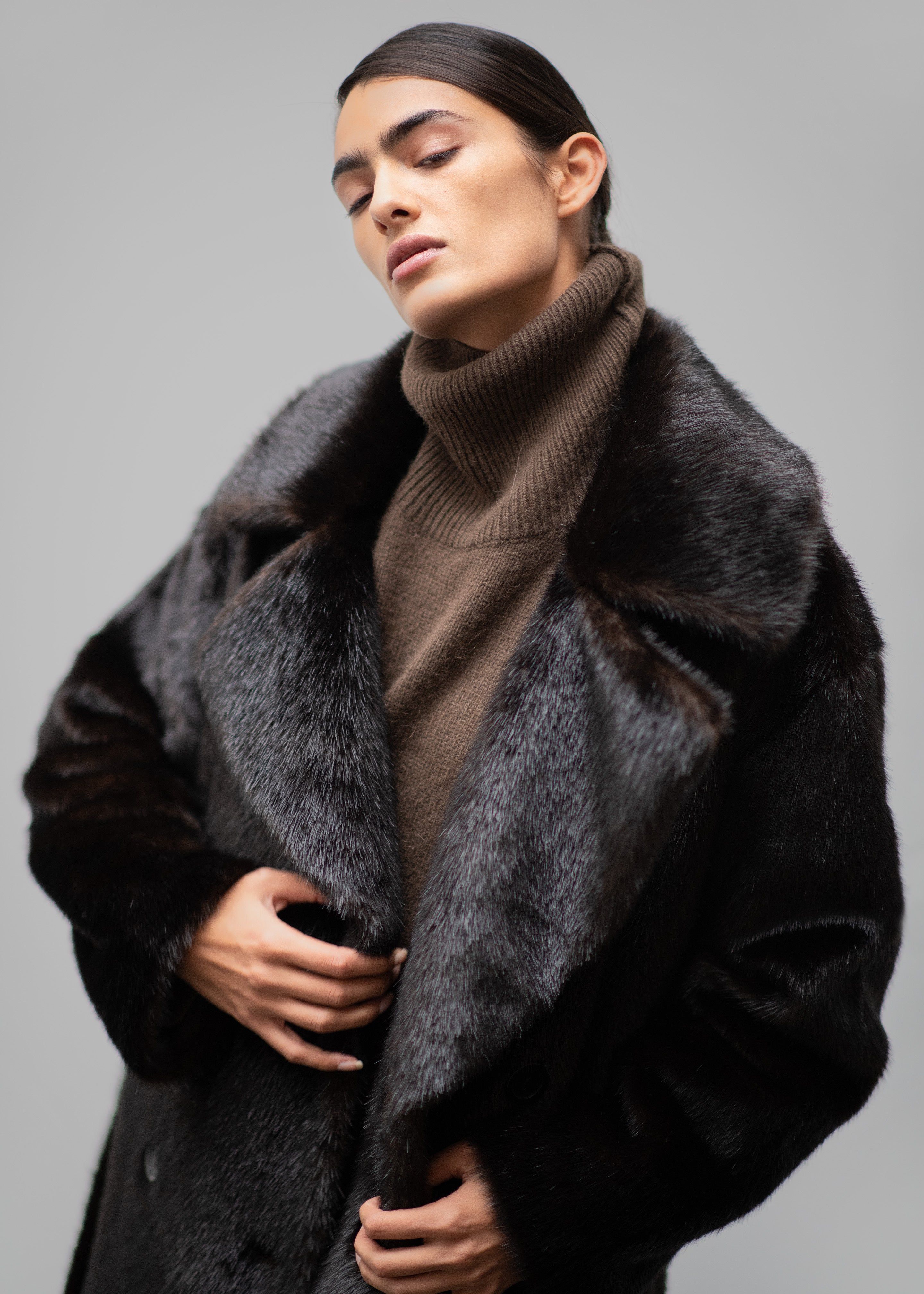 Joni Faux Fur Coat - Dark Espresso sold by Frankie Shop product image thumbnail 4