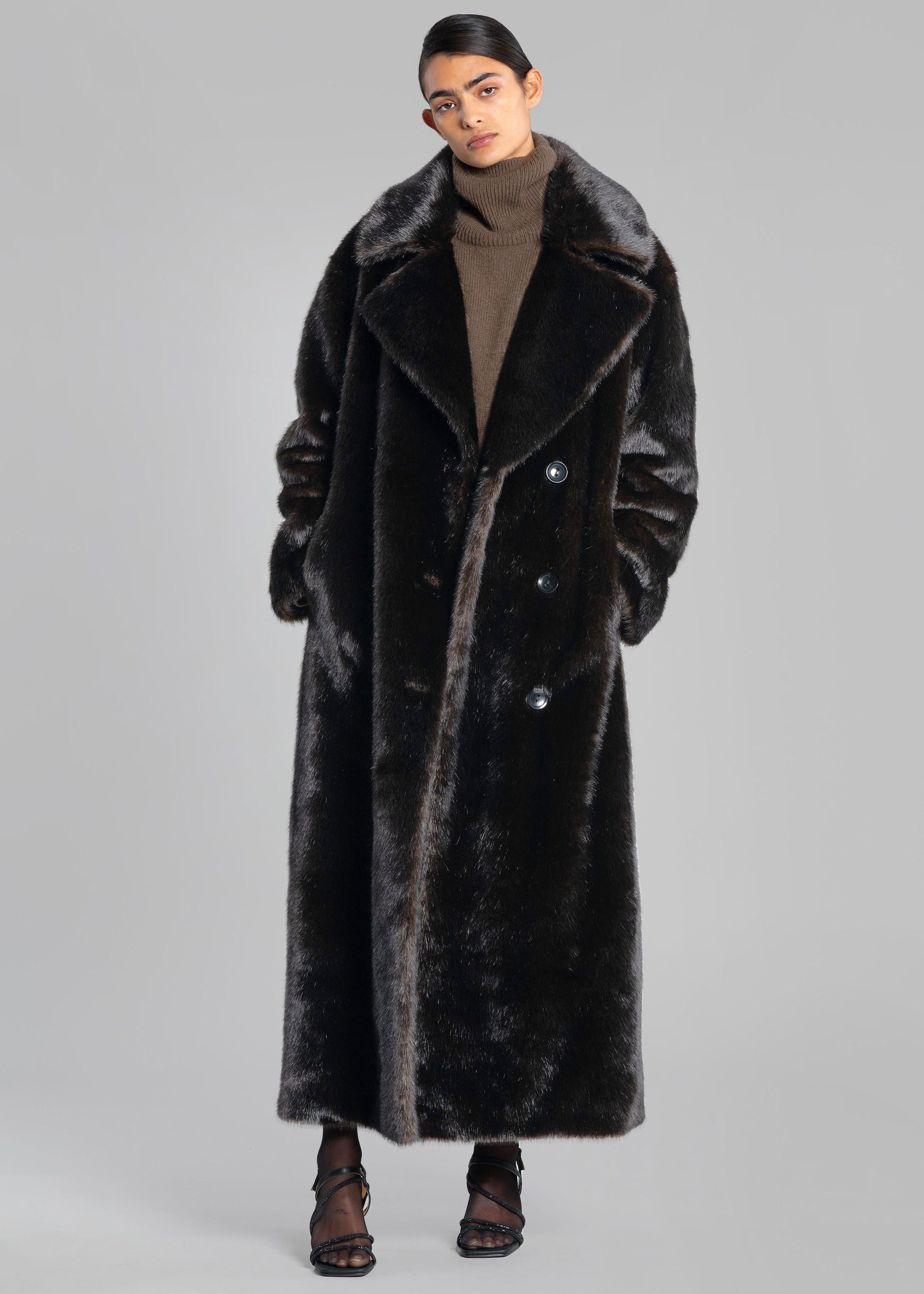 Joni Faux Fur Coat - Dark Espresso sold by Frankie Shop