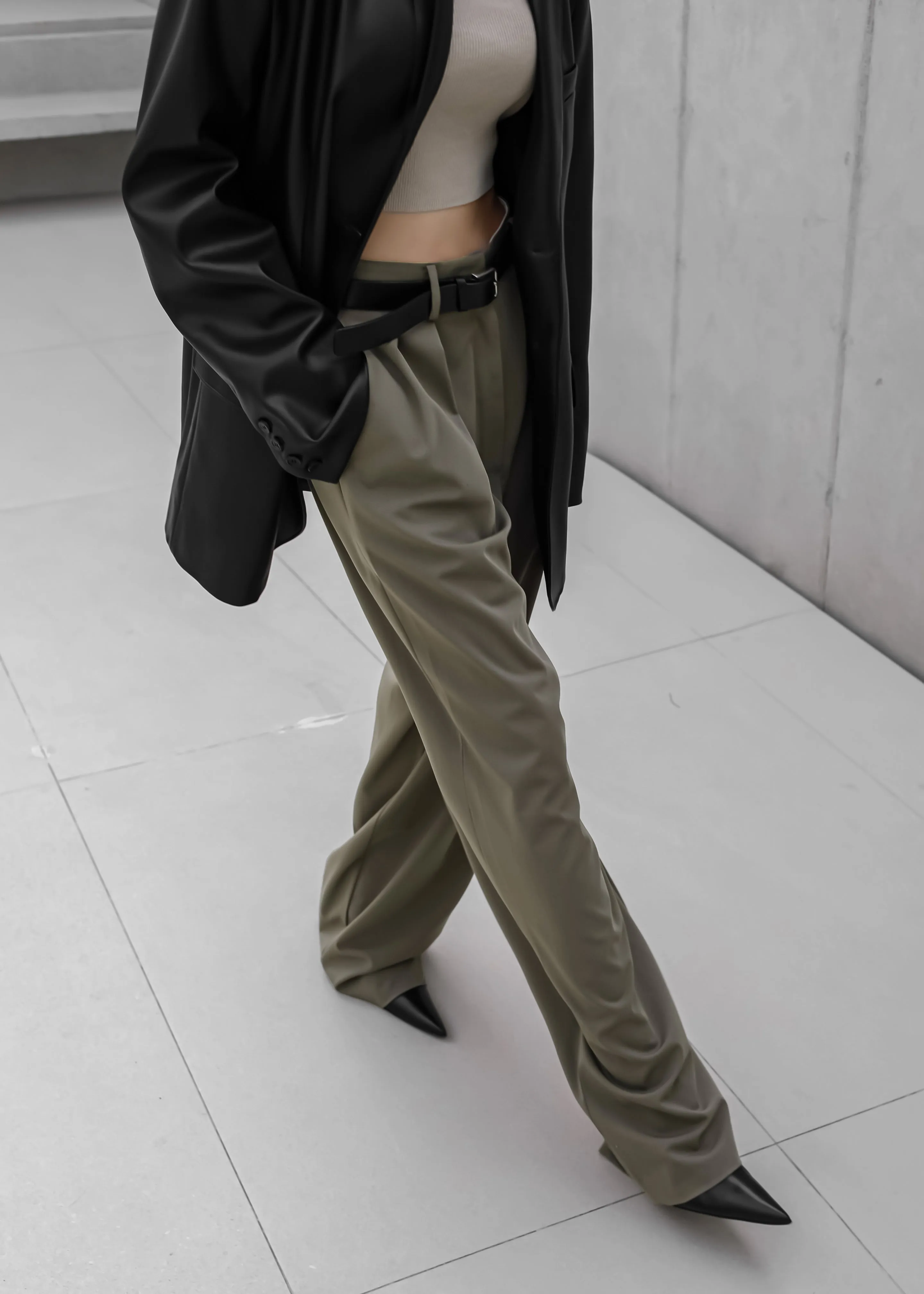 Tansy Pleated Trousers - Olive sold by Frankie Shop