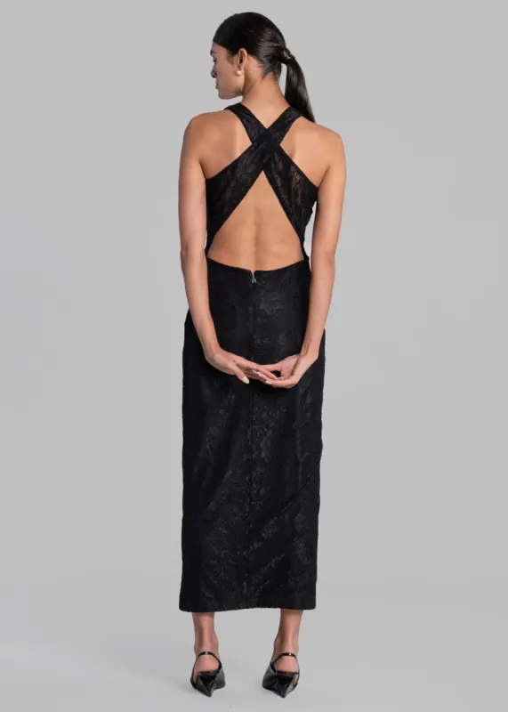 ROTATE Mesh Lace Slit Dress - Black sold by Frankie Shop