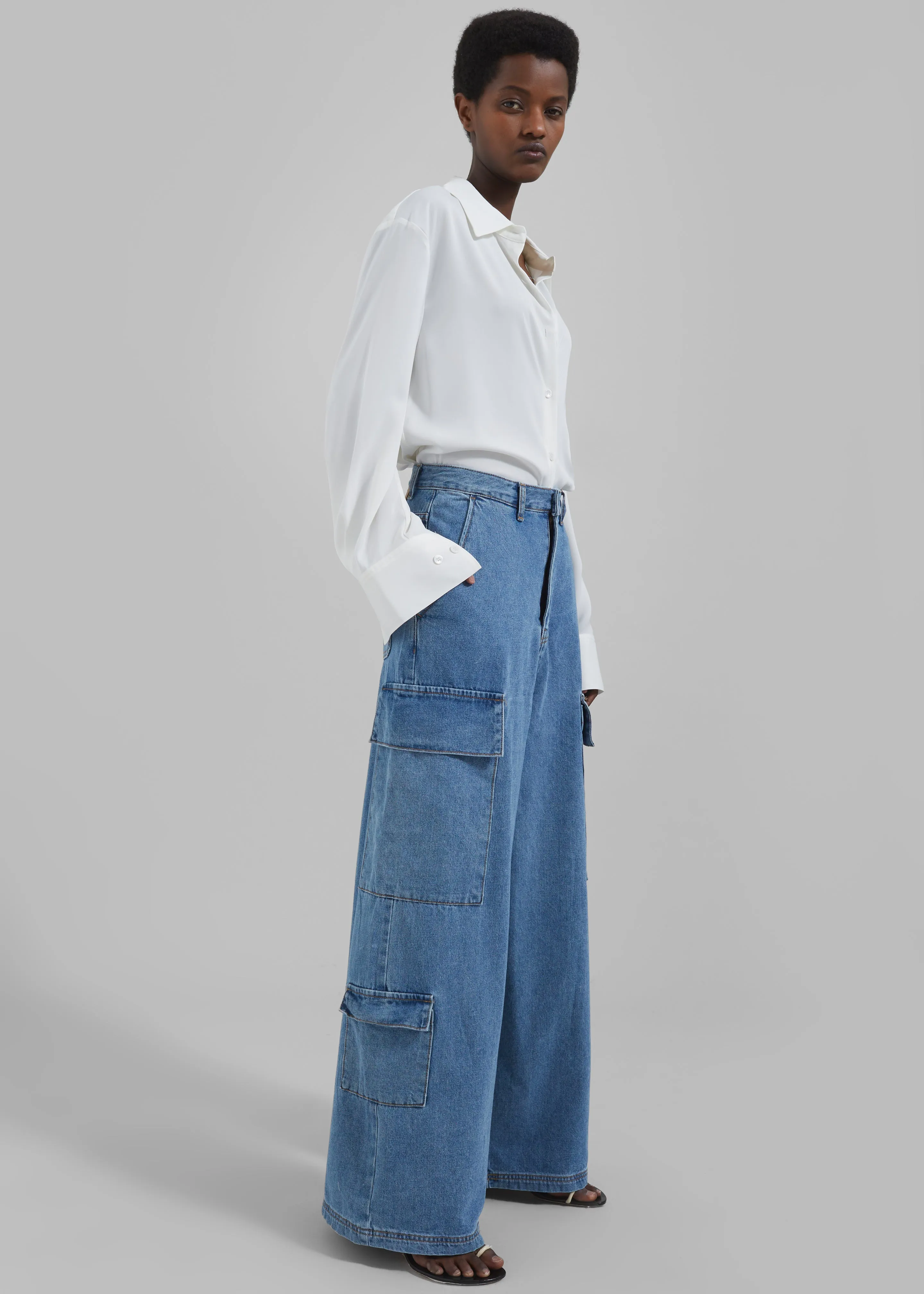 Dylan Denim Cargo Pants - Blue sold by Frankie Shop