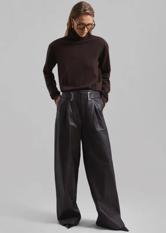 REMAIN Wide Eyelet Pants - Coffee Bean made by Frankie Shop