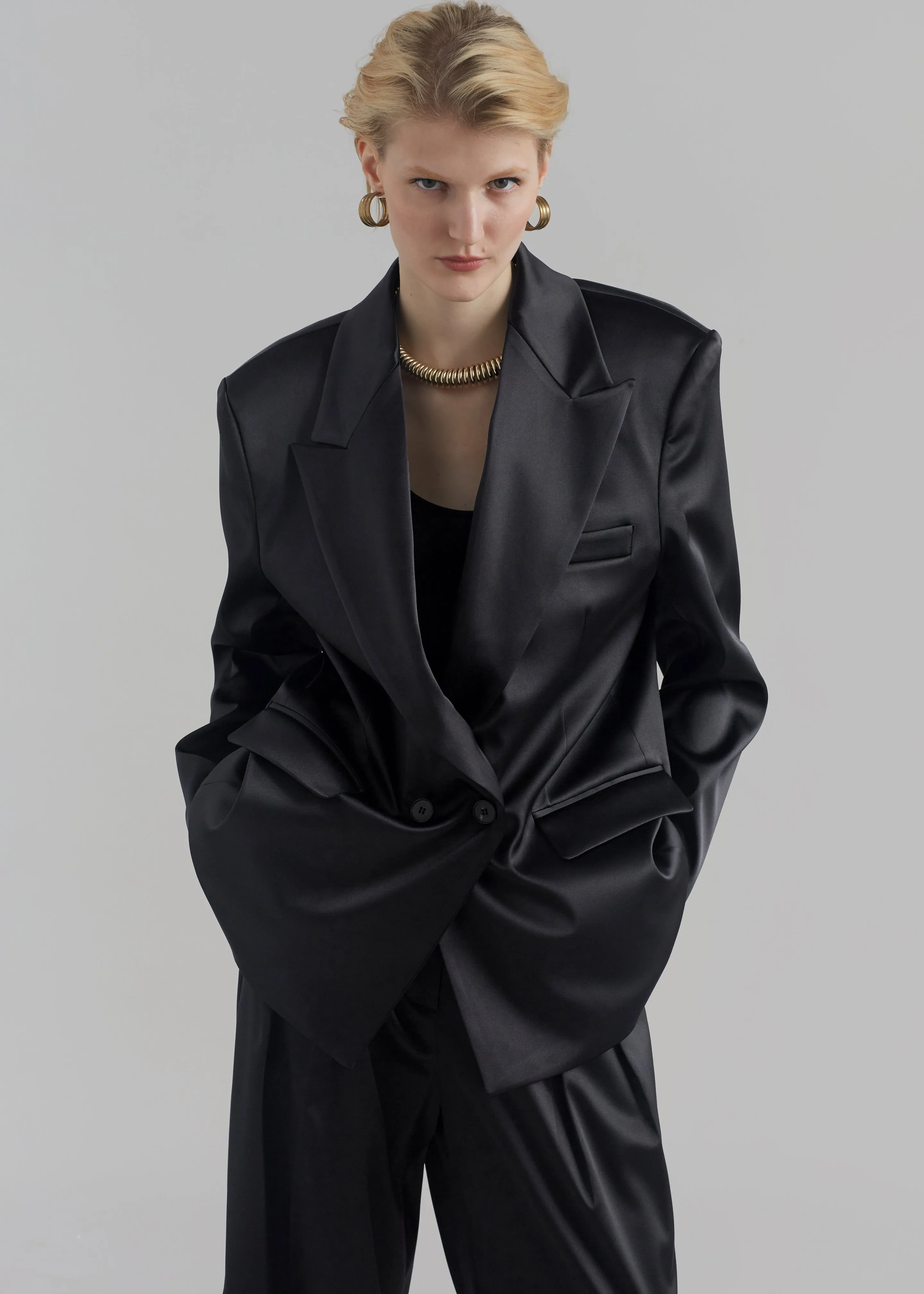 Eliane Satin Blazer - Black sold by Frankie Shop