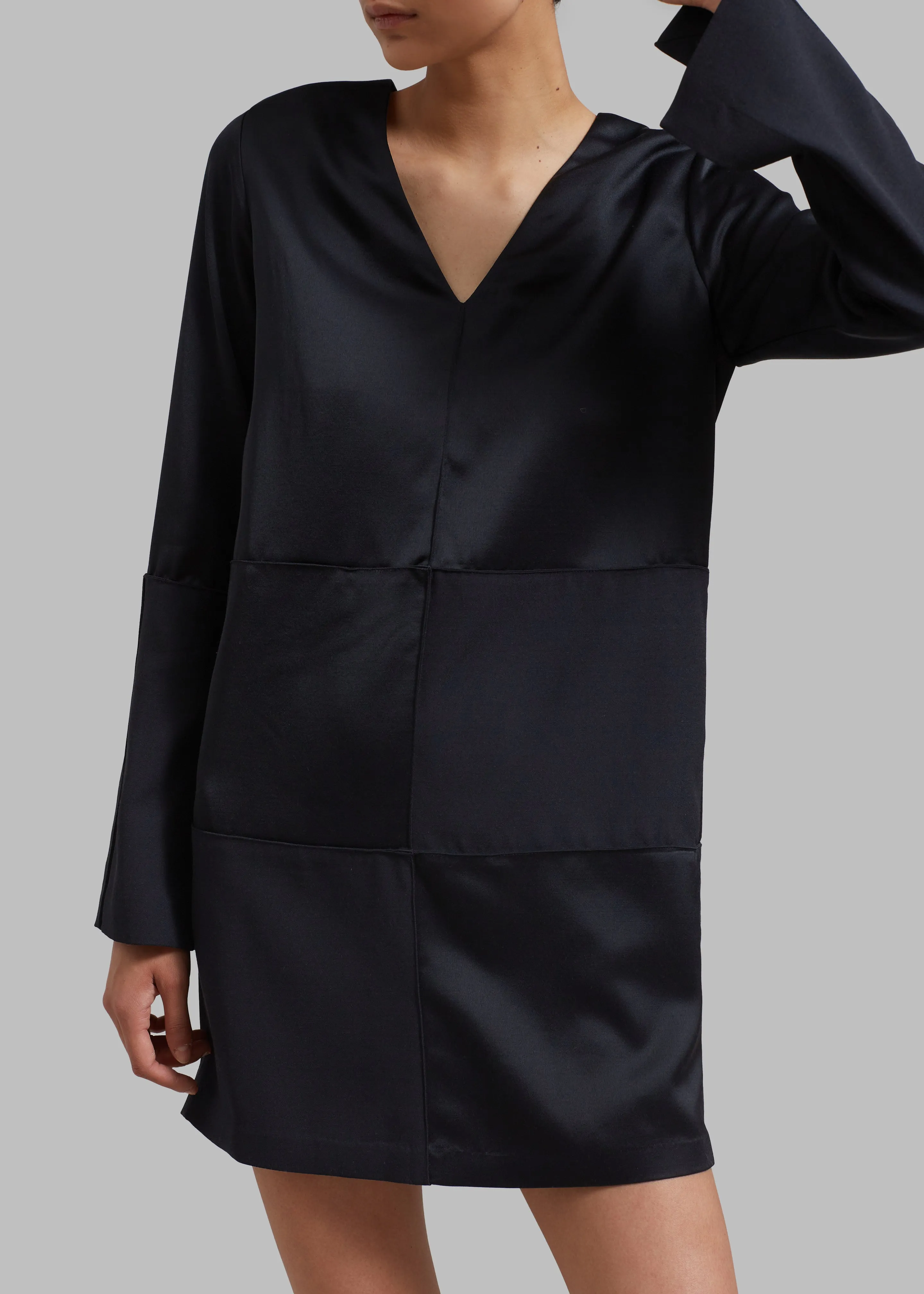 Róhe Women Satin Patchwork Dress - Noir sold by Frankie Shop product image thumbnail 4