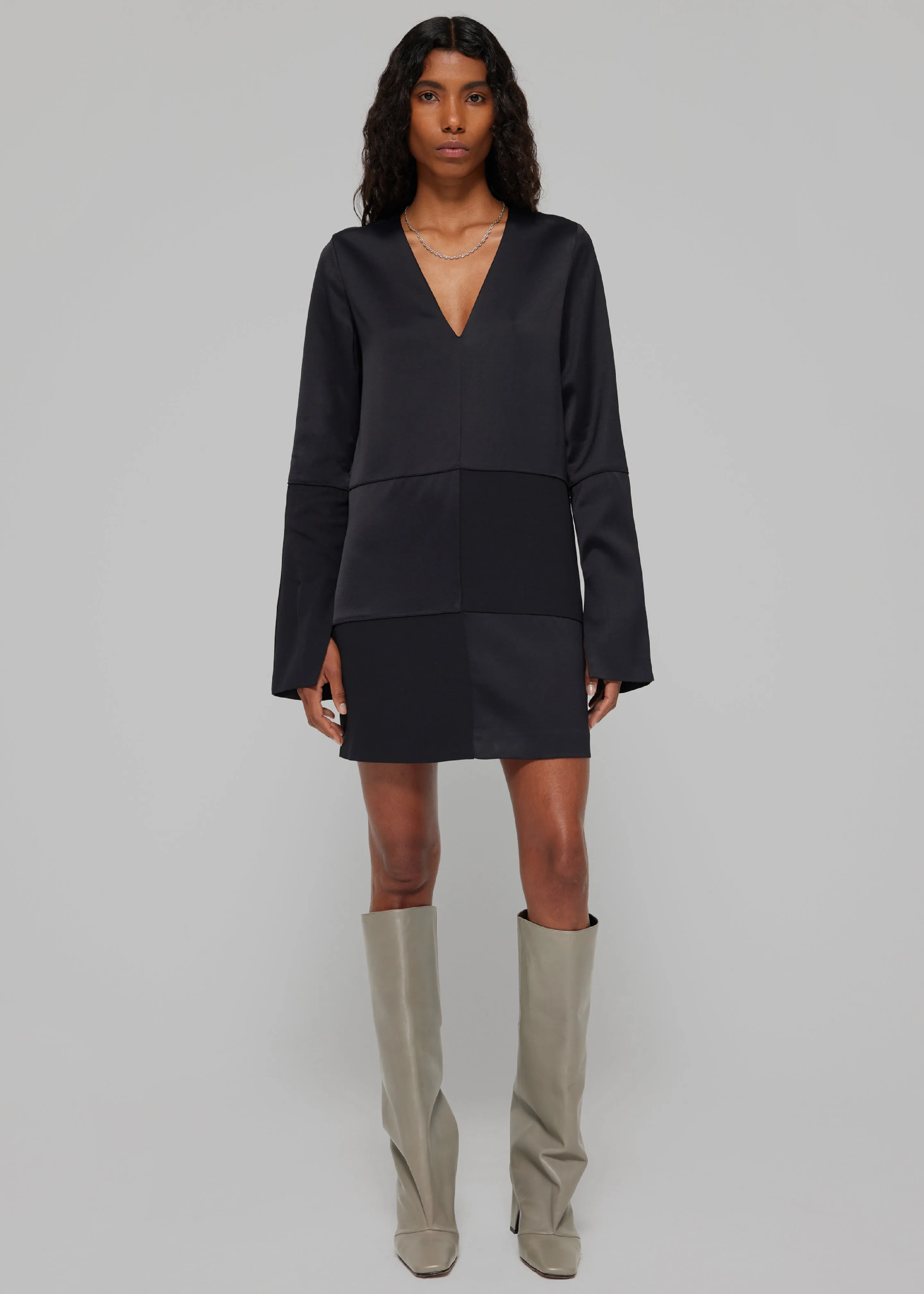 Róhe Women Satin Patchwork Dress - Noir sold by Frankie Shop product image thumbnail 3