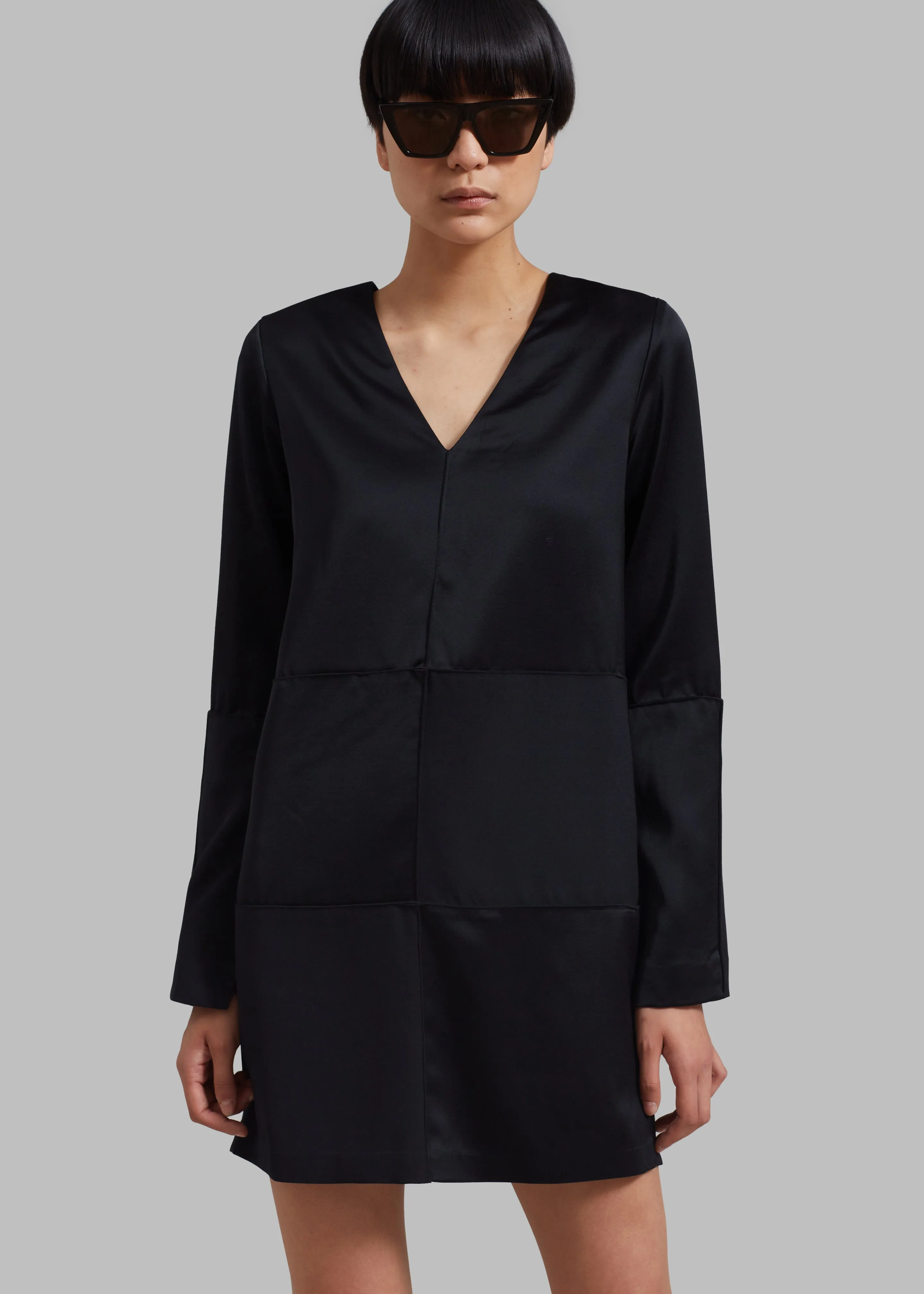 Róhe Women Satin Patchwork Dress - Noir sold by Frankie Shop product image thumbnail 5