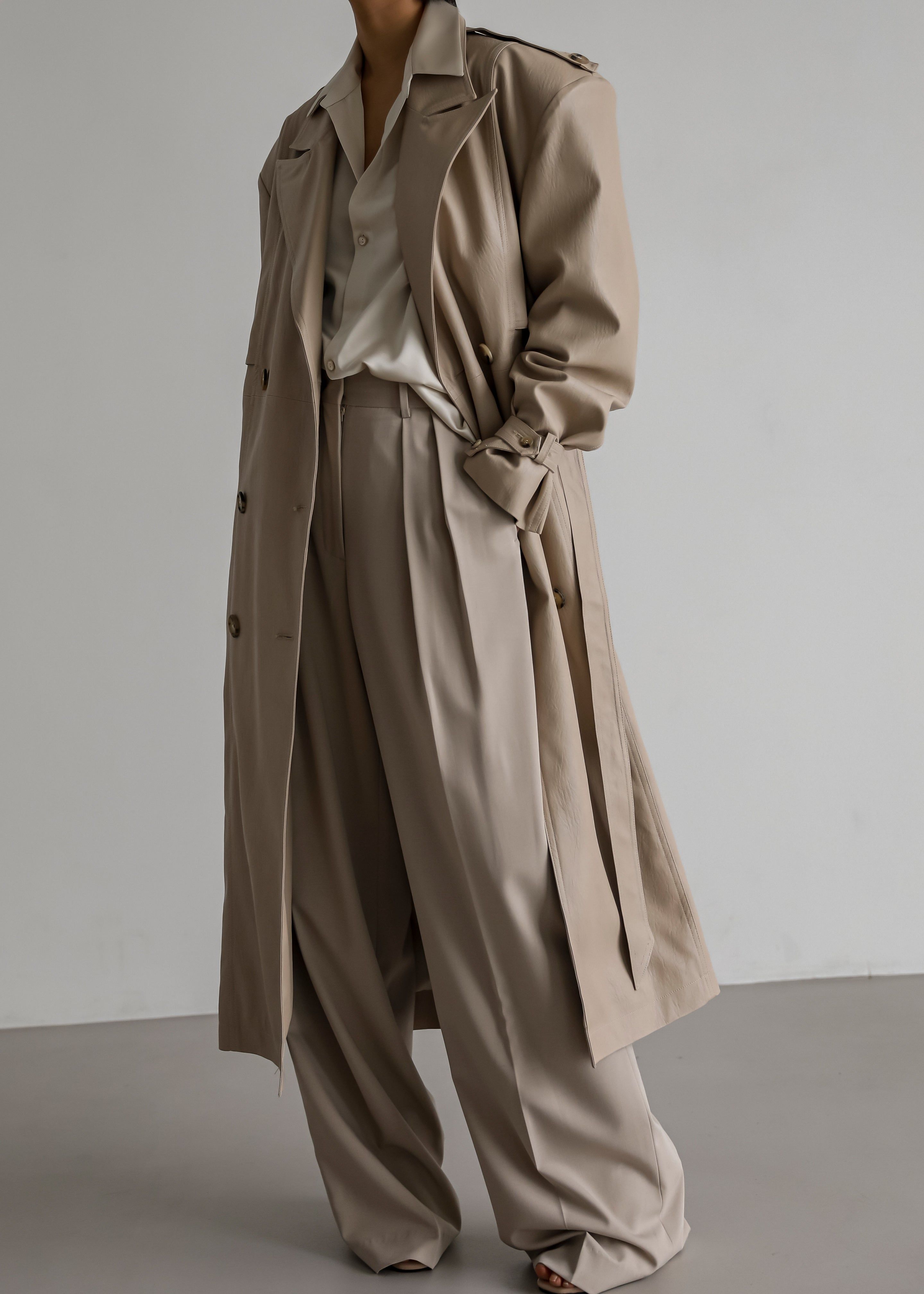 Diana Faux Leather Trench Coat - Beige sold by Frankie Shop product image thumbnail 2