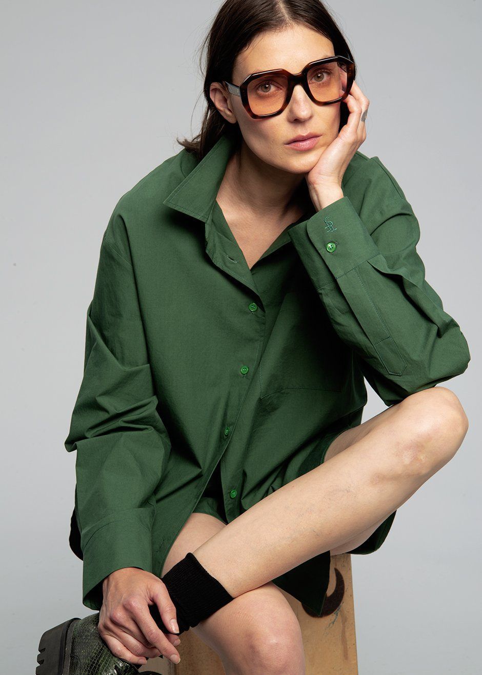 Lui Cotton Shirt - Hunter Green sold by Frankie Shop product image thumbnail 2