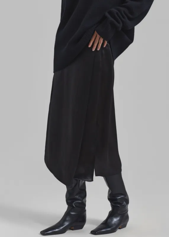 Celeste Midi Satin Skirt - Black sold by Frankie Shop