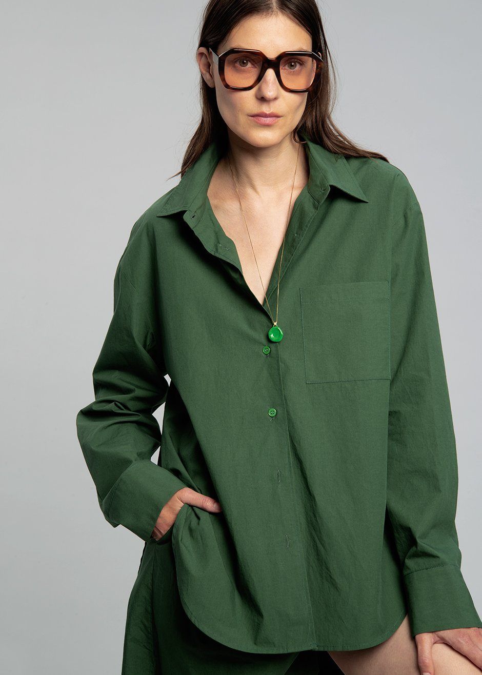 Lui Cotton Shirt - Hunter Green sold by Frankie Shop product image thumbnail 4