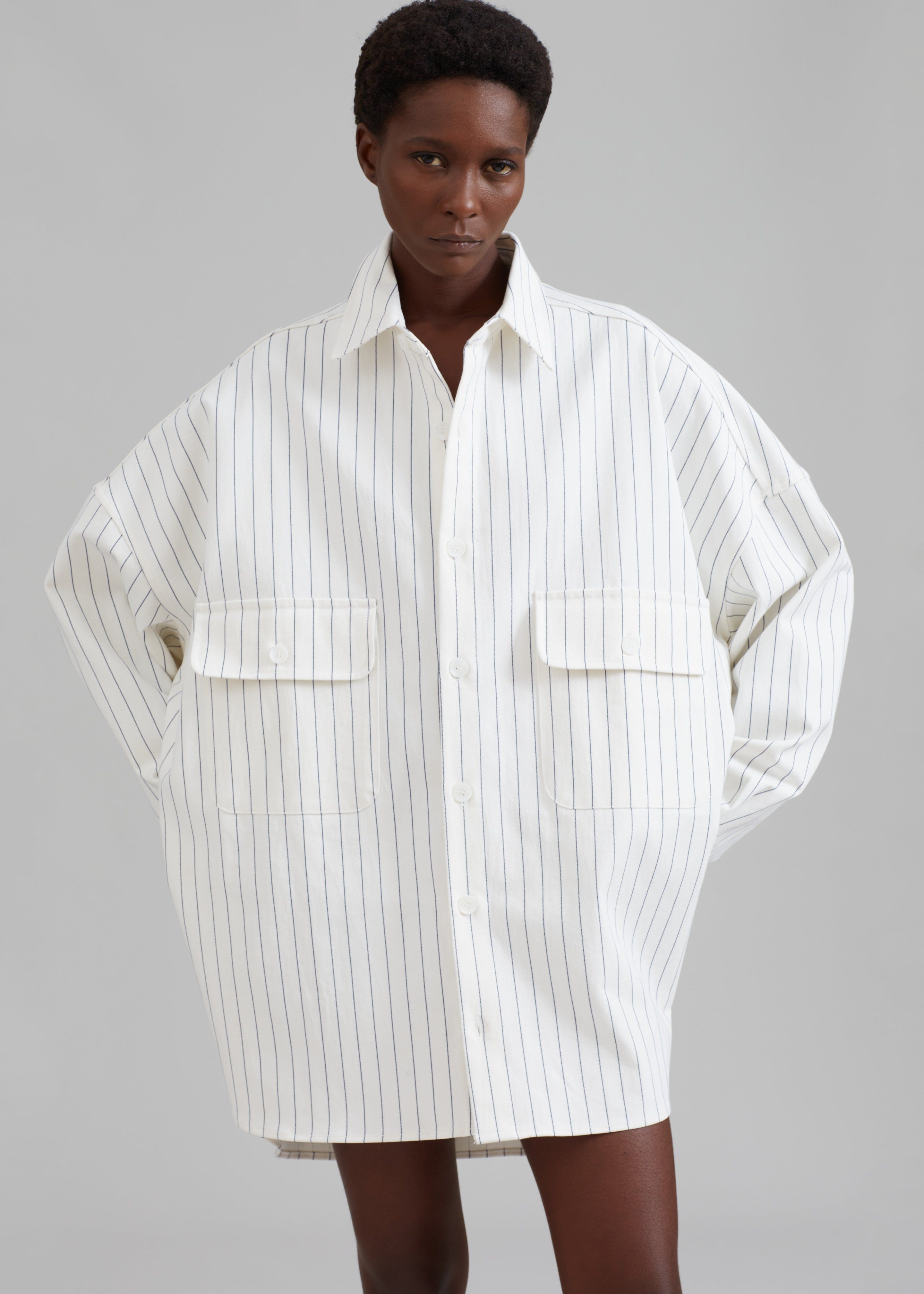 Dallas Denim Overshirt - Blue Pinstripe sold by Frankie Shop product image thumbnail 9