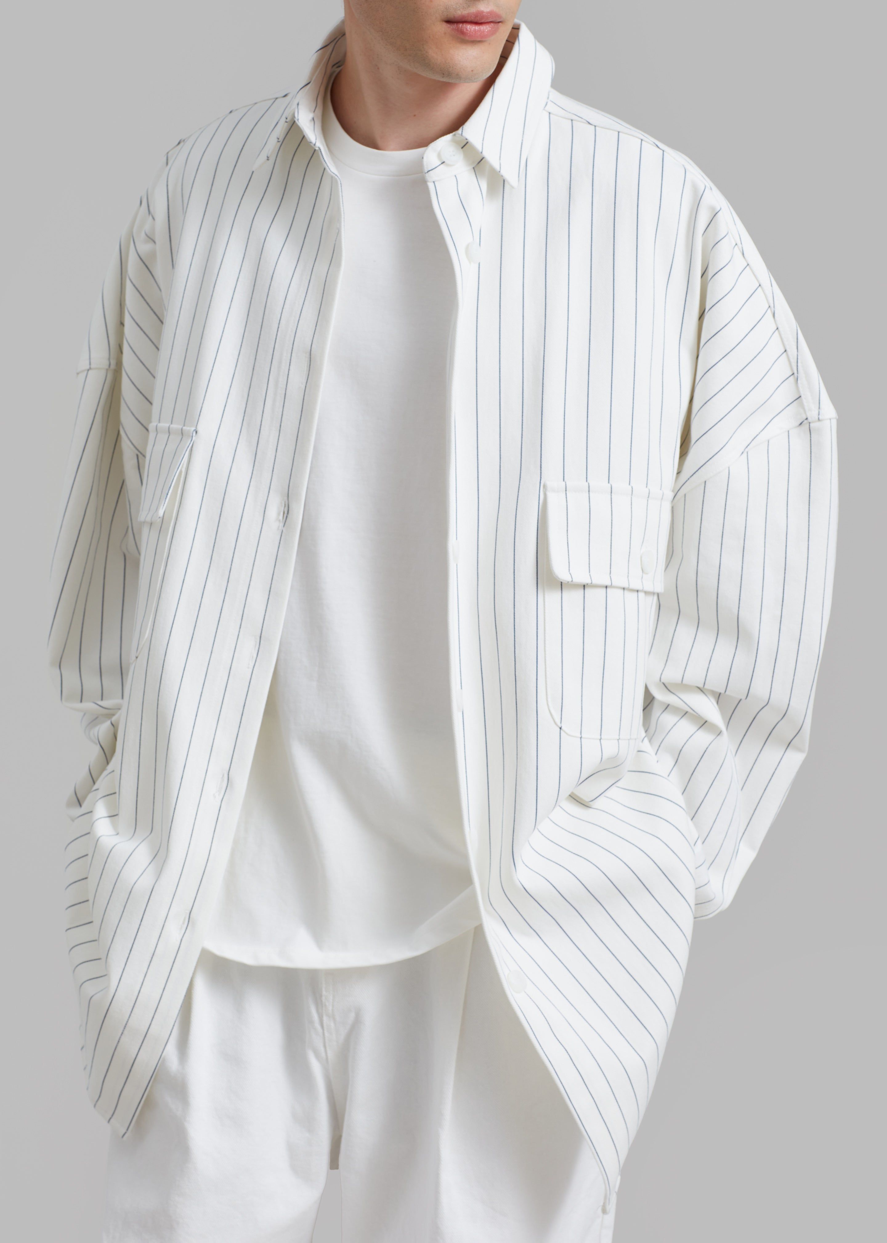 Dallas Denim Overshirt - Blue Pinstripe sold by Frankie Shop product image thumbnail 13