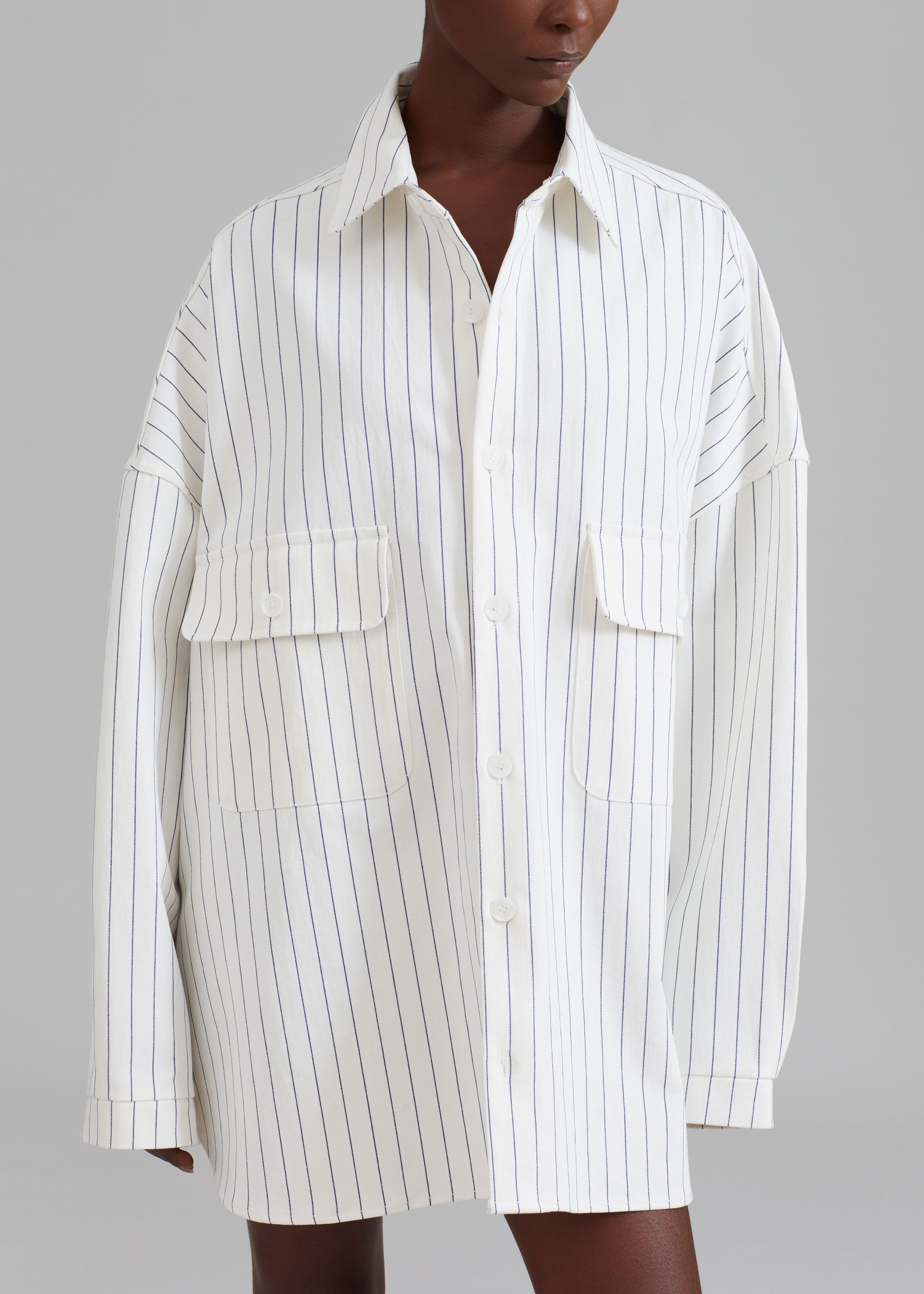Dallas Denim Overshirt - Blue Pinstripe sold by Frankie Shop product image thumbnail 10