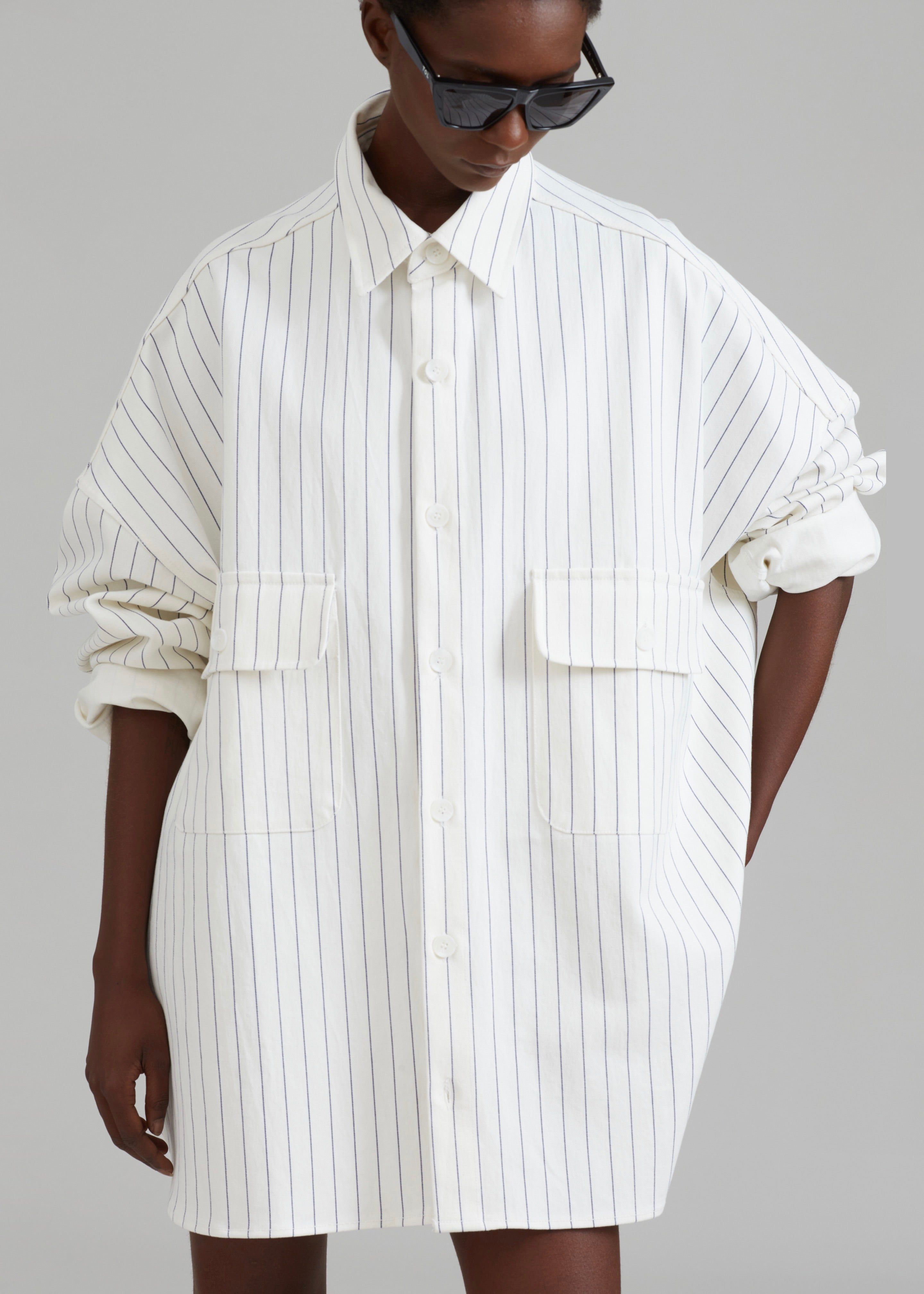 Dallas Denim Overshirt - Blue Pinstripe sold by Frankie Shop product image thumbnail 4