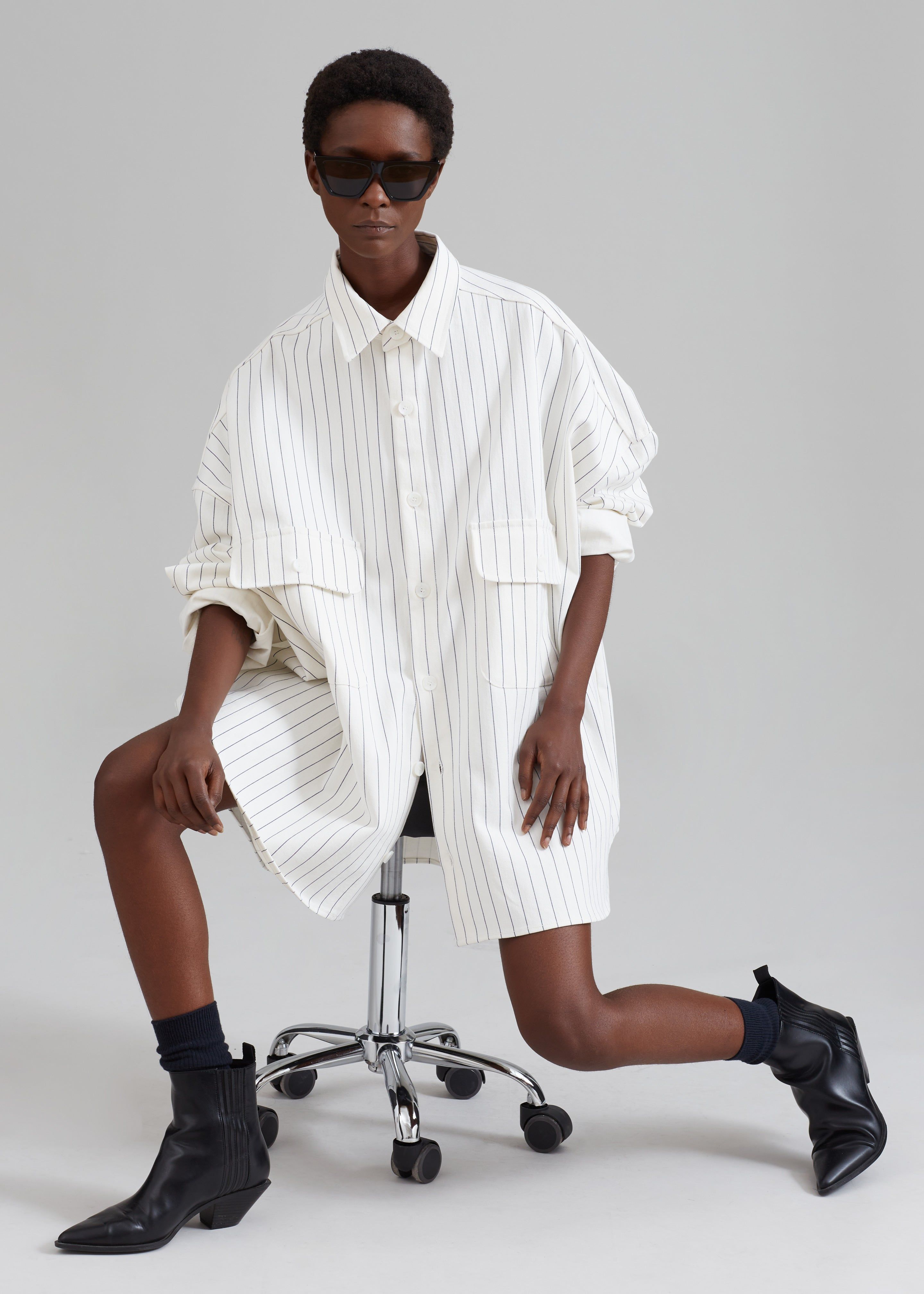 Dallas Denim Overshirt - Blue Pinstripe sold by Frankie Shop product image thumbnail 7