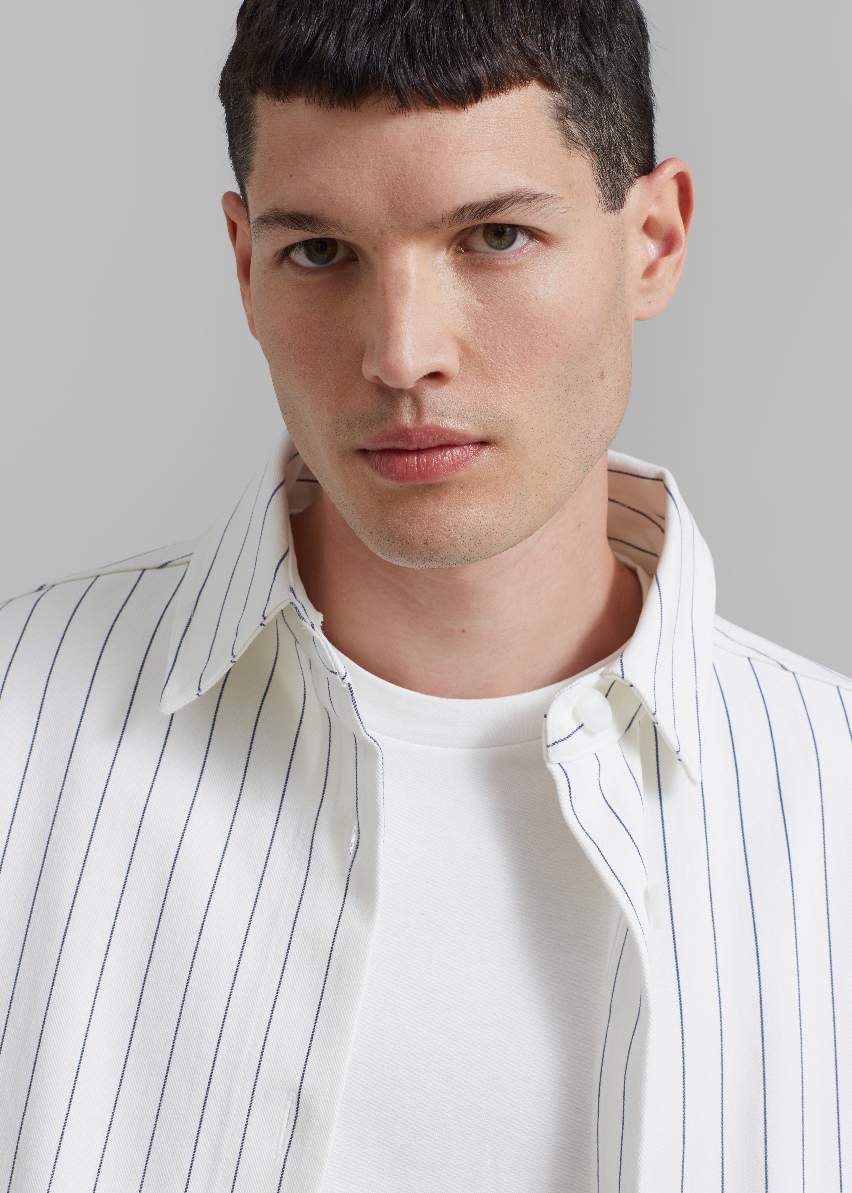 Dallas Denim Overshirt - Blue Pinstripe sold by Frankie Shop product image thumbnail 15