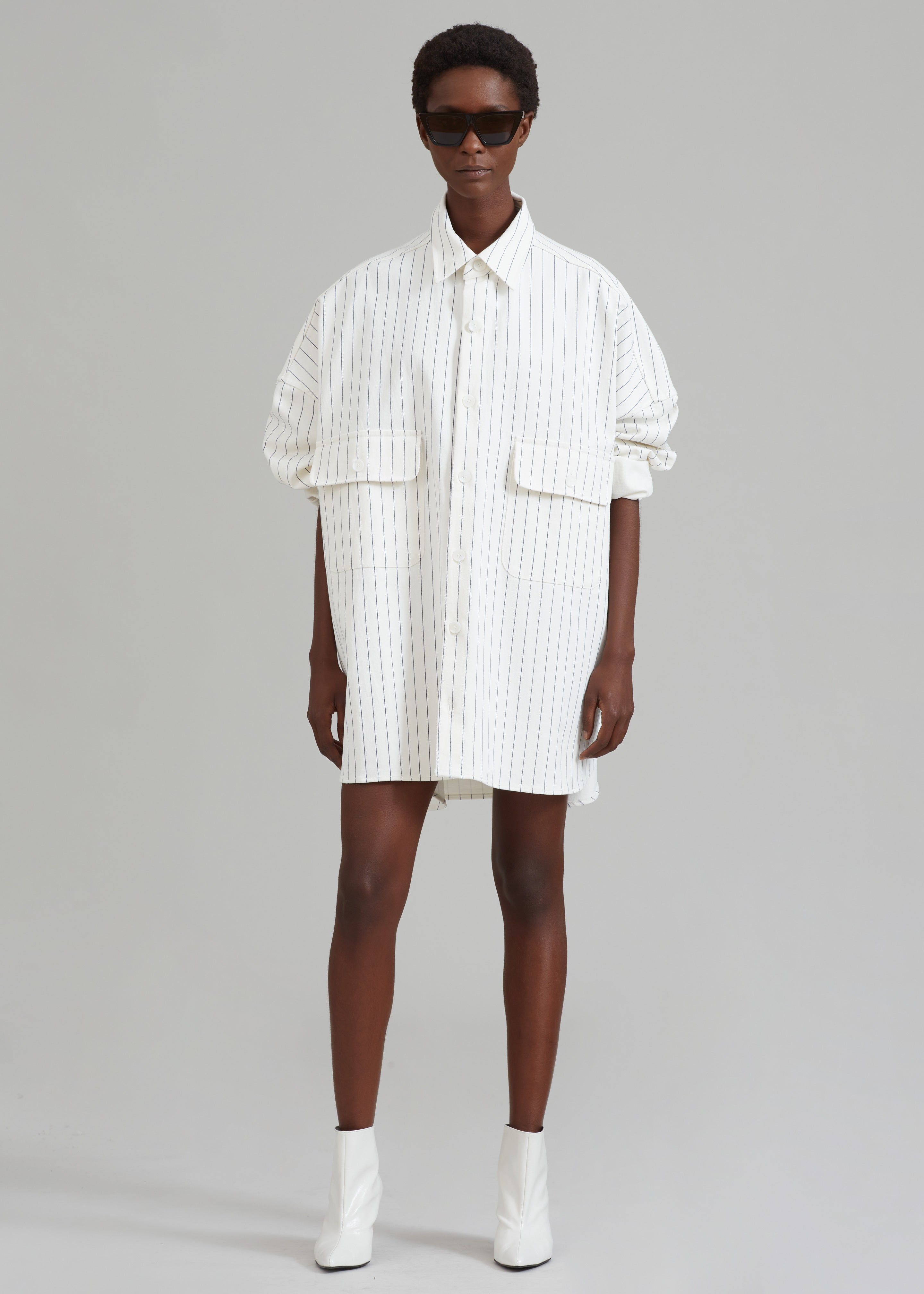 Dallas Denim Overshirt - Blue Pinstripe sold by Frankie Shop product image thumbnail 3