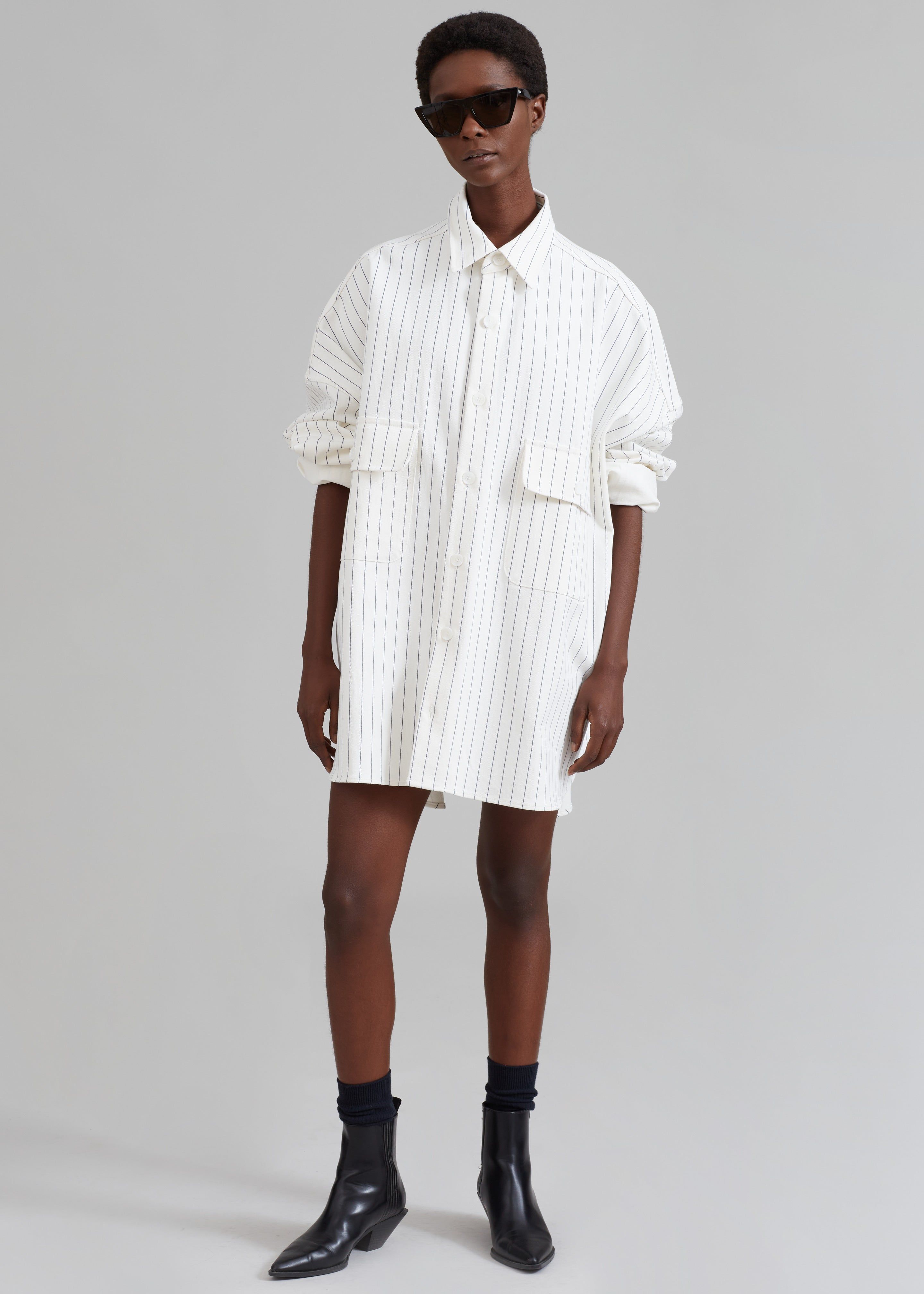 Dallas Denim Overshirt - Blue Pinstripe sold by Frankie Shop product image thumbnail 6