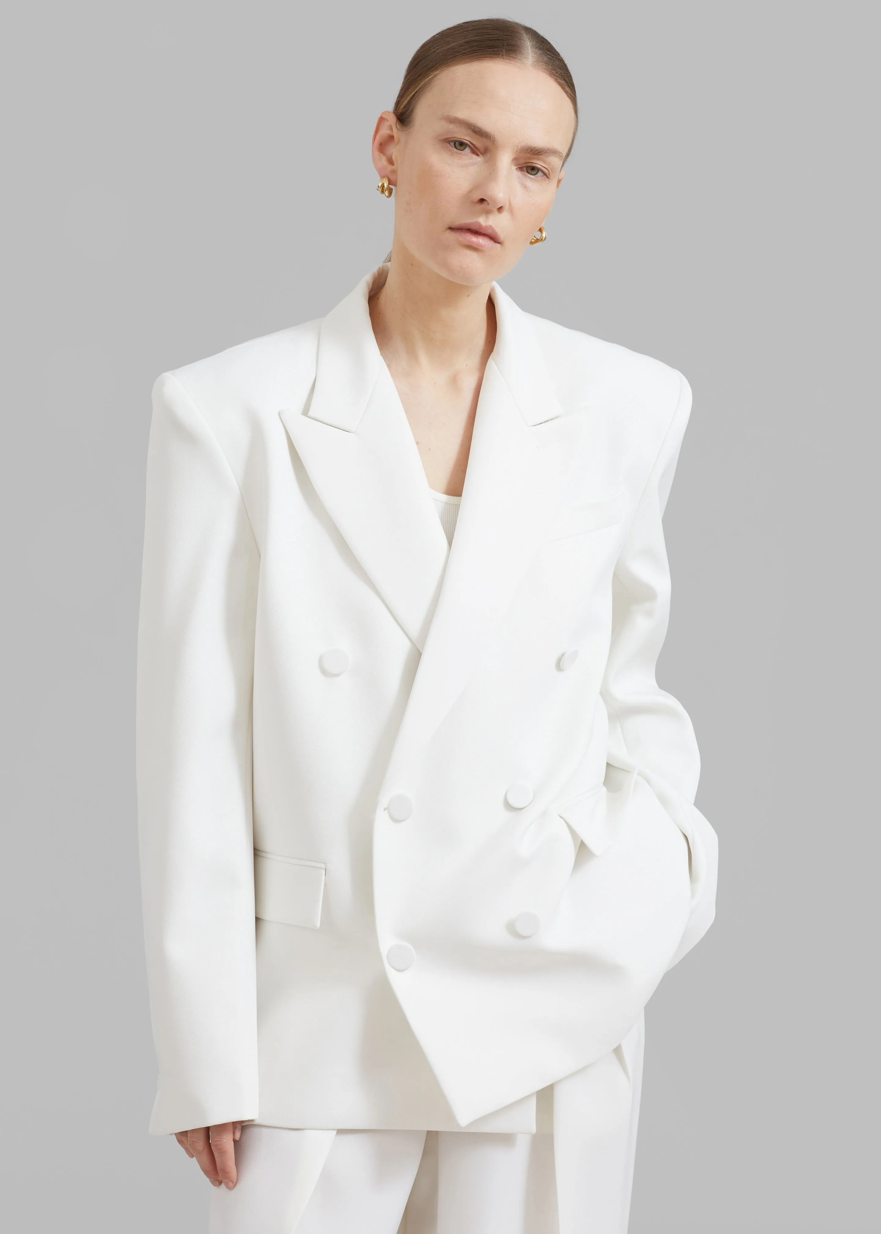 Zia Covered Buttons Blazer - White sold by Frankie Shop product image thumbnail 3