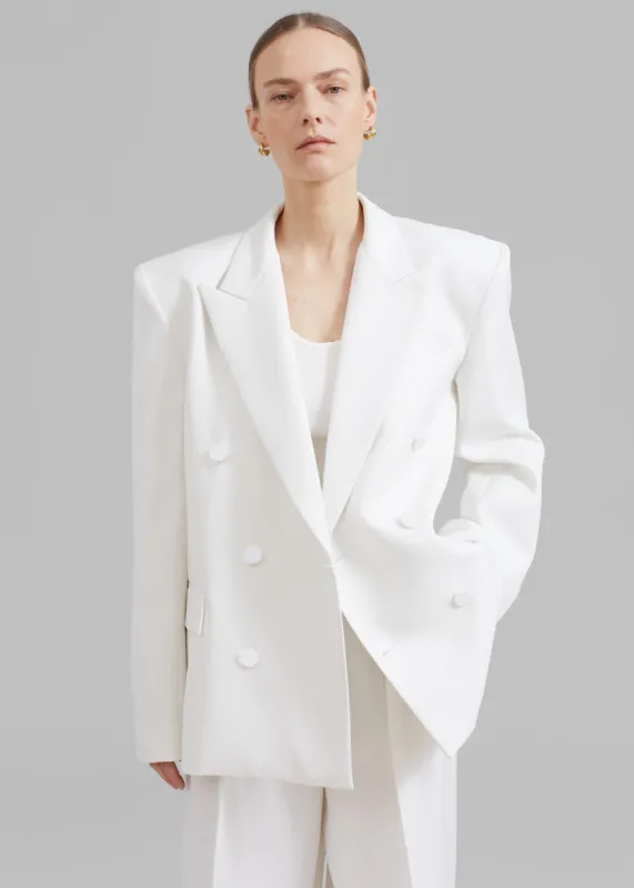 Zia Covered Buttons Blazer - White sold by Frankie Shop