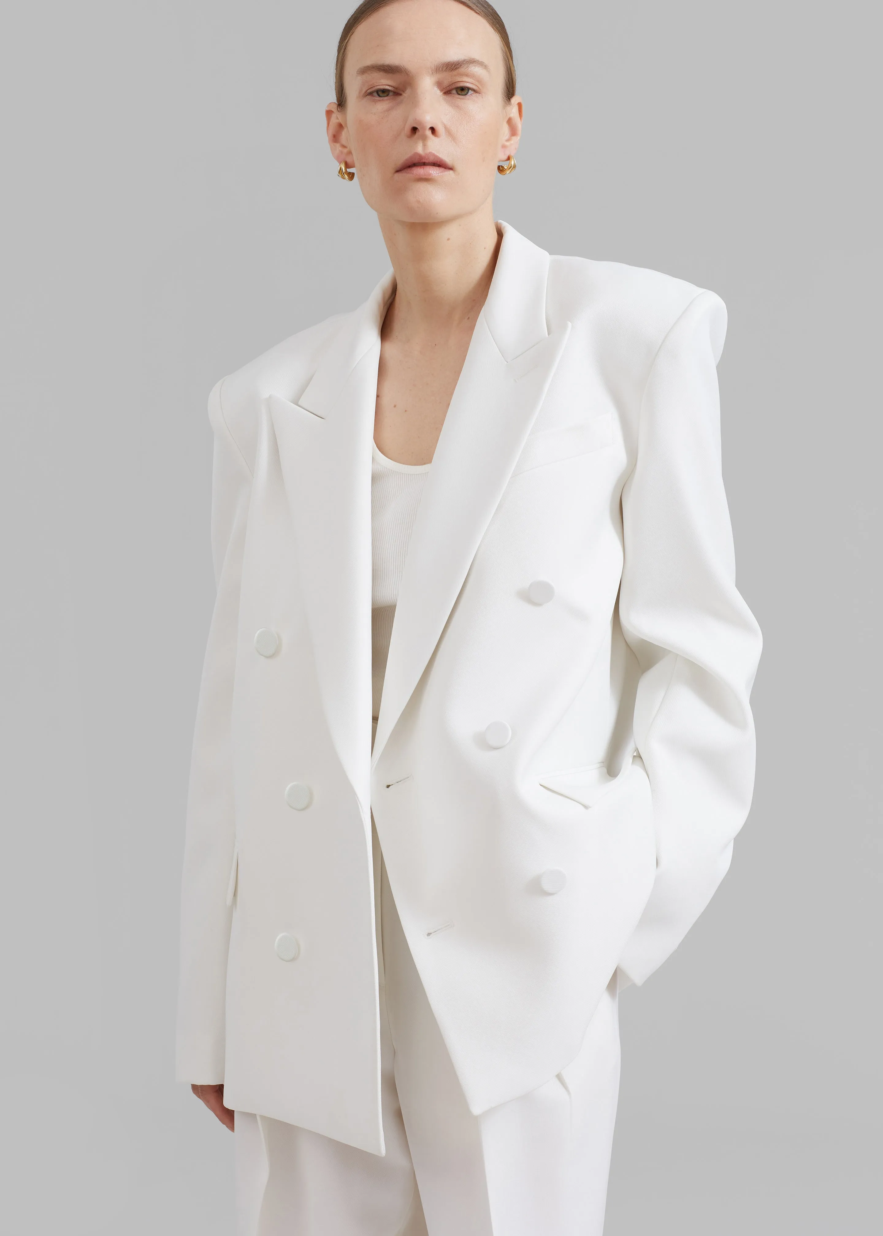 Zia Covered Buttons Blazer - White sold by Frankie Shop product image thumbnail 4