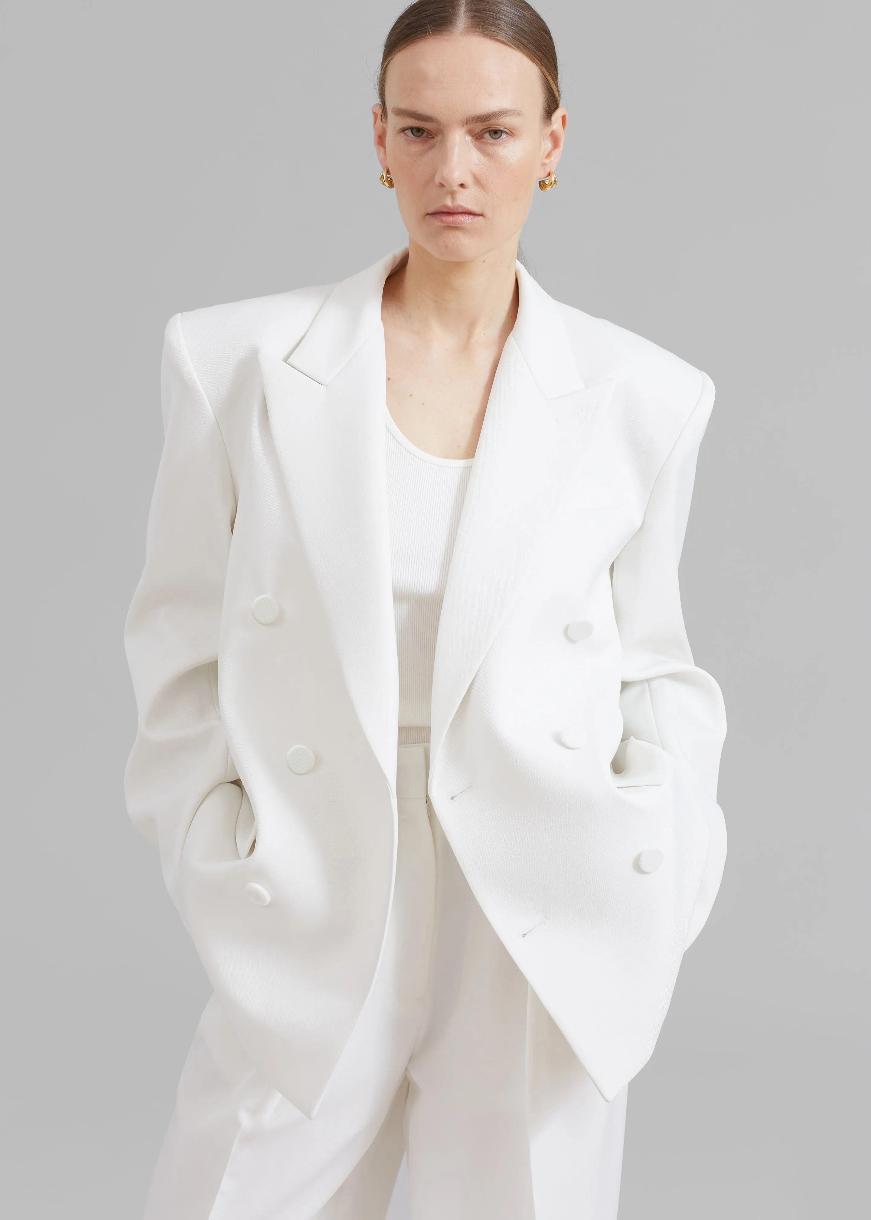 Zia Covered Buttons Blazer - White sold by Frankie Shop product image thumbnail 5