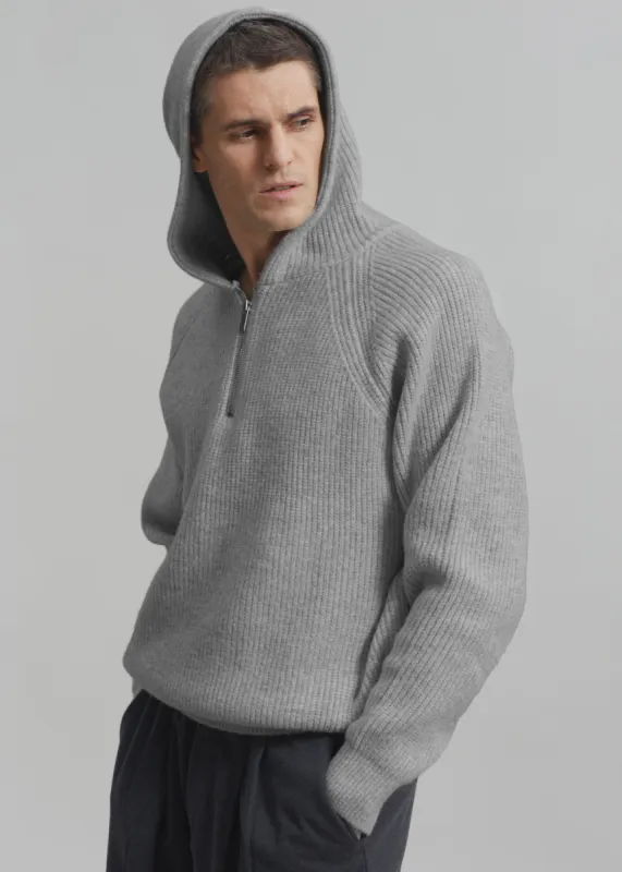 Tyler Half Zip Hoodie - Light Grey sold by Frankie Shop