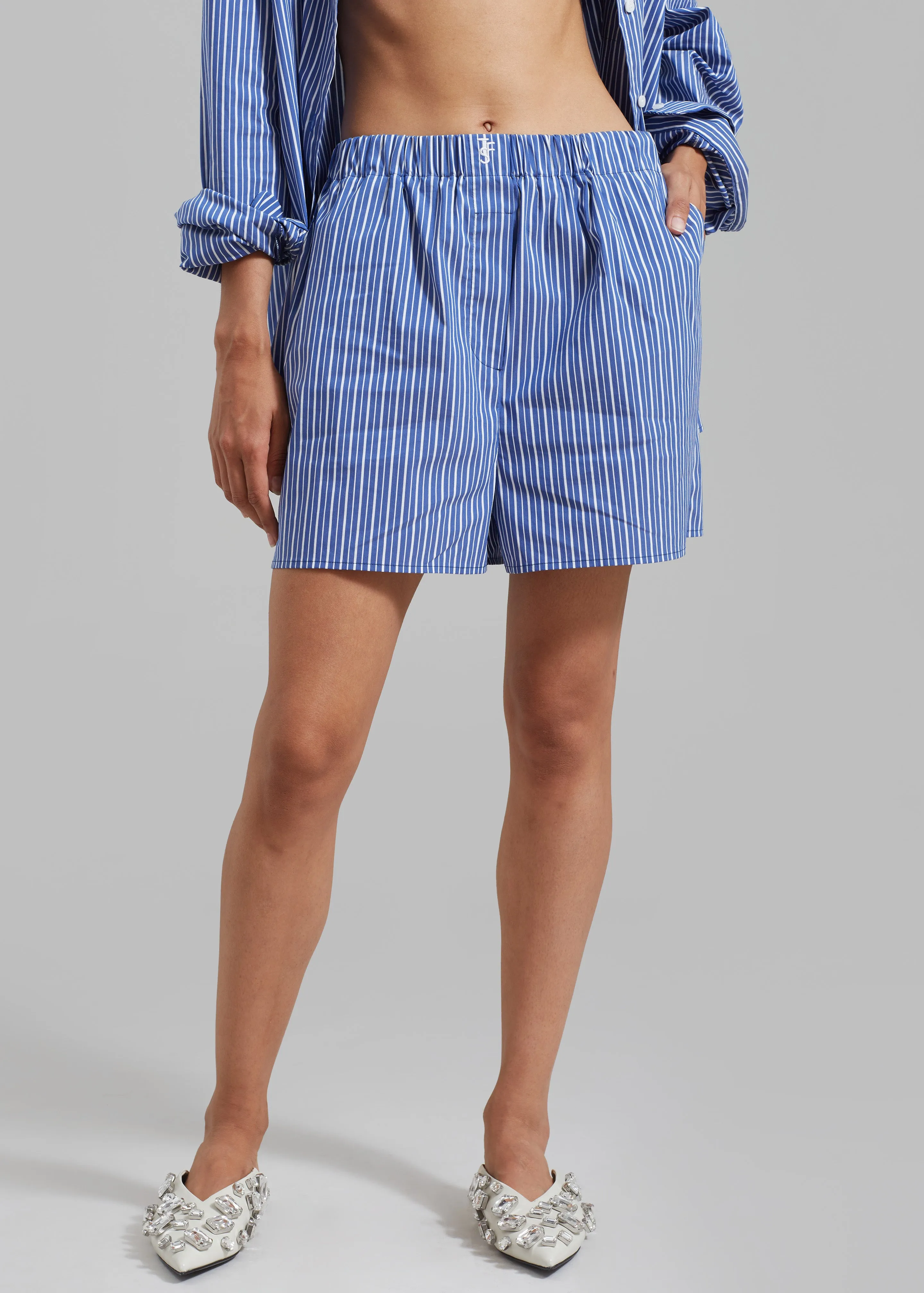 Mirca Boxer Shorts - Blue Multi Stripe sold by Frankie Shop product image thumbnail 5