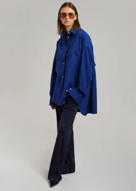 Georgia Fluid Stripe Shirt - Deep Blue made by Frankie Shop