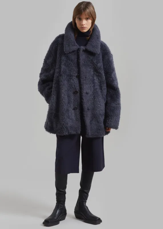 Amomento Fur Mid Coat - Charcoal made by Frankie Shop