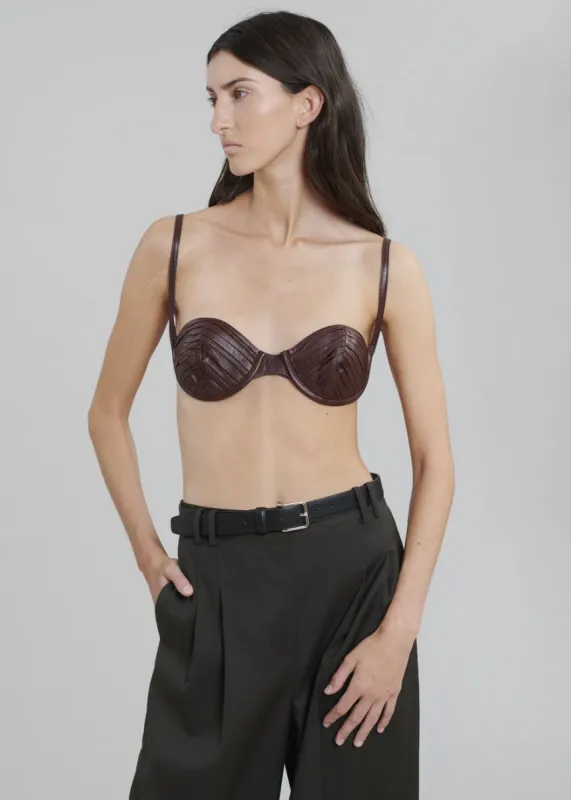 REMAIN Gianna Leather Bra - Decadent Chocolate made by Frankie Shop