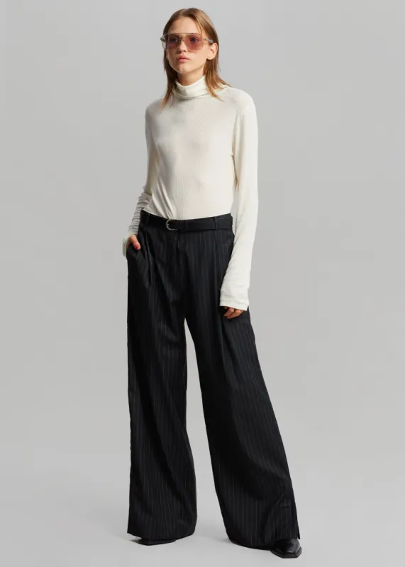 The Garment Marseille Wide Pants - Grey Pinstripe made by Frankie Shop