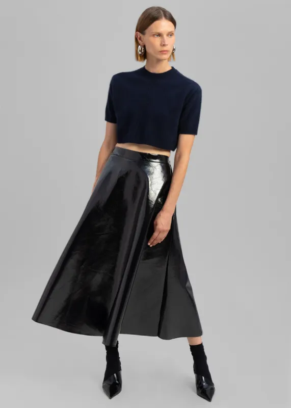 Hilma Vinyl Midi Skirt - Black sold by Frankie Shop