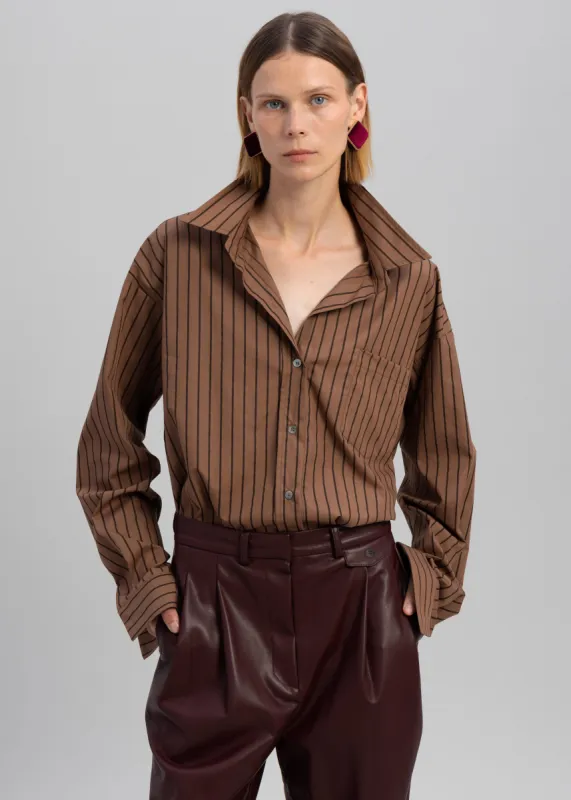 Anette Striped Shirt - Brown made by Frankie Shop