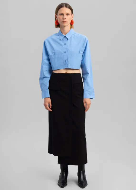 Elo Cropped Pocket Shirt - Blue sold by Frankie Shop