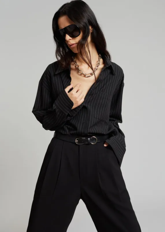 Georgia Pinstripe Shirt - Black/White made by Frankie Shop