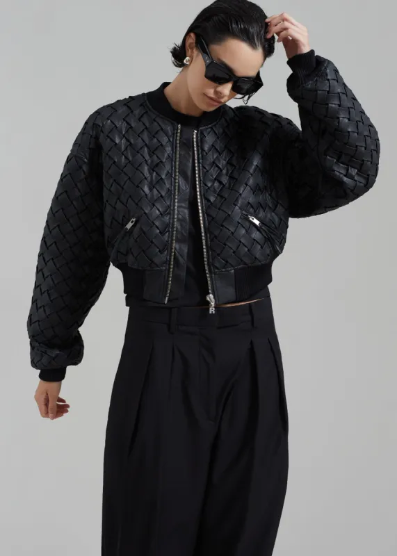 ROTATE Braided Bomber Jacket - Black made by Frankie Shop