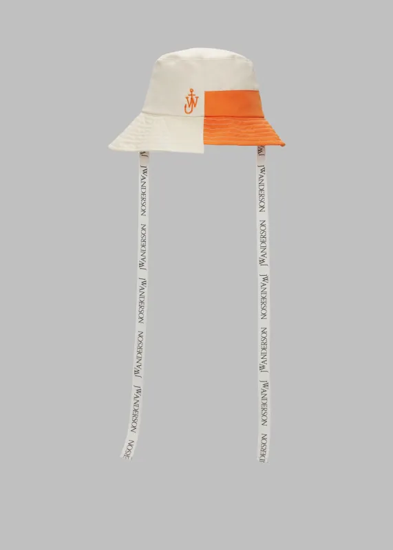 JW Anderson Asymmetric Bucket Hat - White/Orange made by Frankie Shop