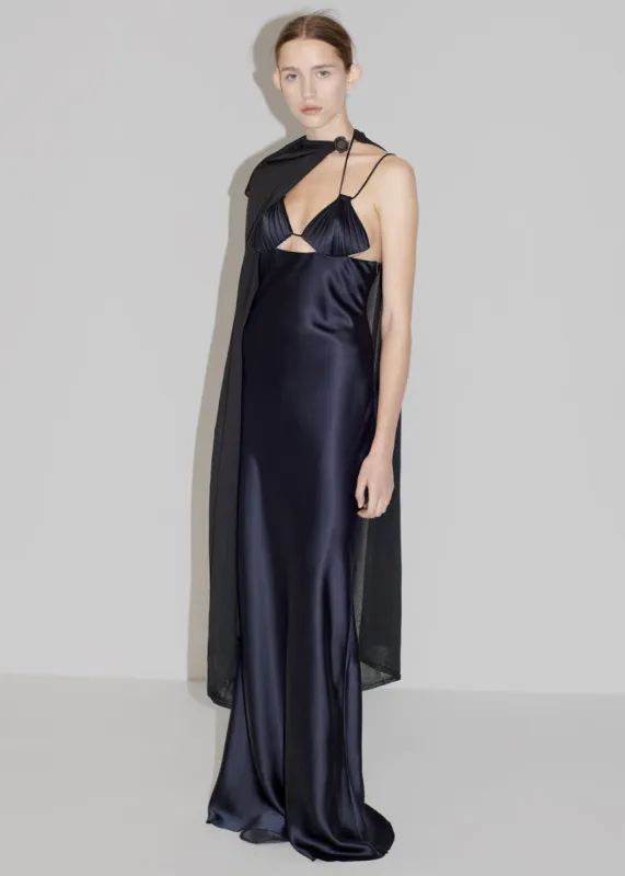 Bevza Mermaid Dress - Dark in Navy made by Frankie Shop