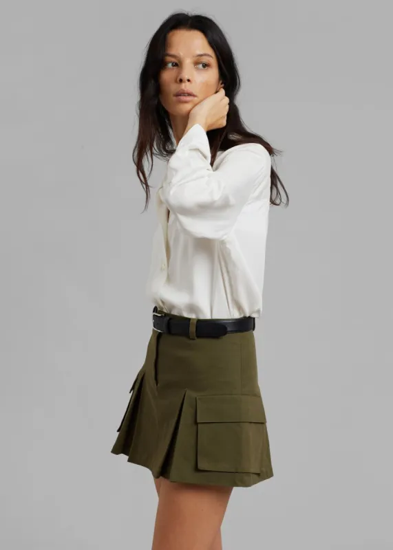 Audrey Cargo Pleated Miniskirt - Olive made by Frankie Shop