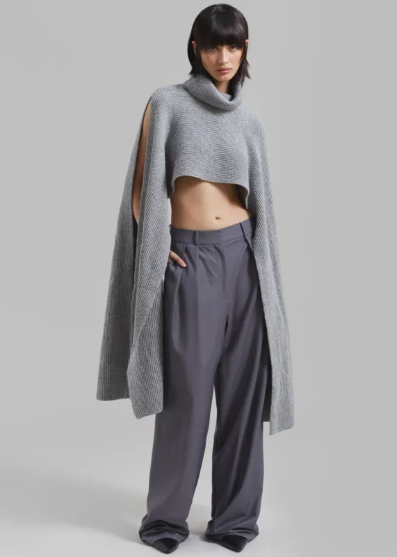 Bobbie Cropped Turtleneck Poncho - Grey sold by Frankie Shop