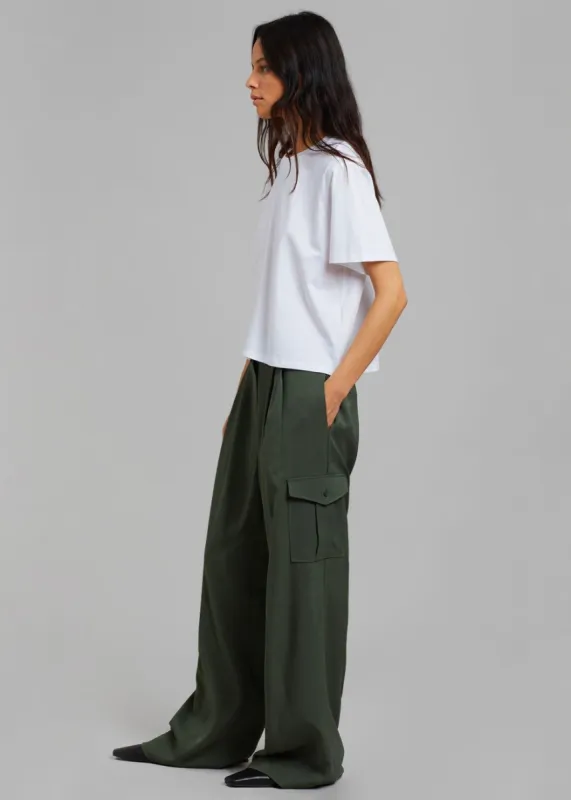 Elm Wide Cargo Pants - Olive made by Frankie Shop