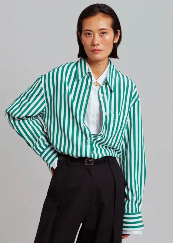 Lui Stripe Shirt - Green sold by Frankie Shop
