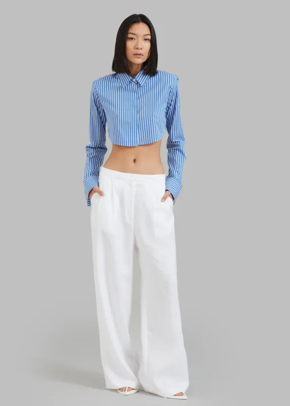 Phoenix Cropped Shirt - Blue Stripe made by Frankie Shop