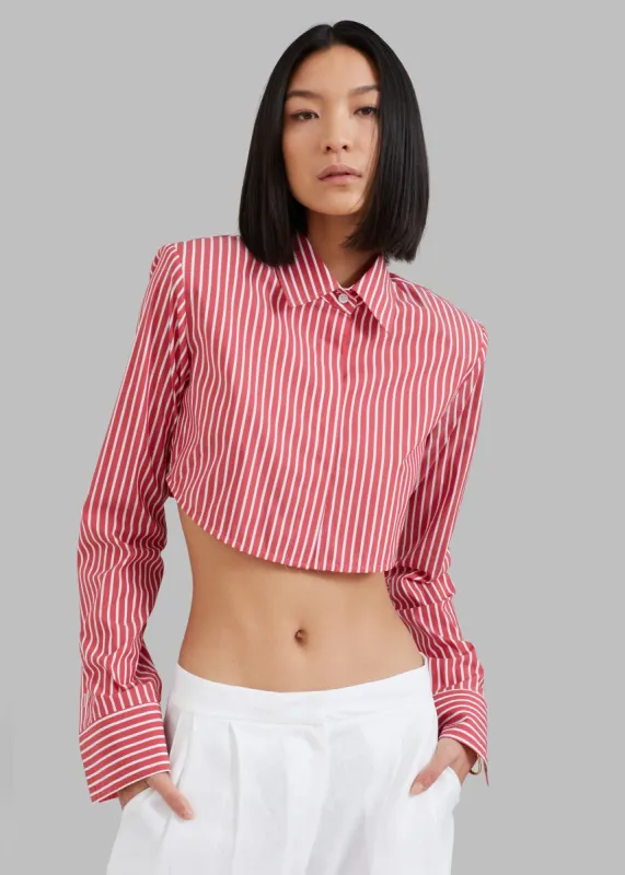 Phoenix Cropped Shirt - Red Stripe sold by Frankie Shop