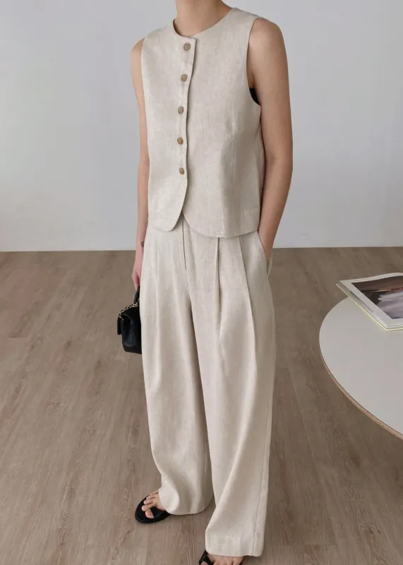 Maria Linen Vest - Beige sold by Frankie Shop