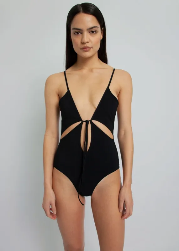 Christopher Esber Anglaise Tie Front One Piece - Black sold by Frankie Shop