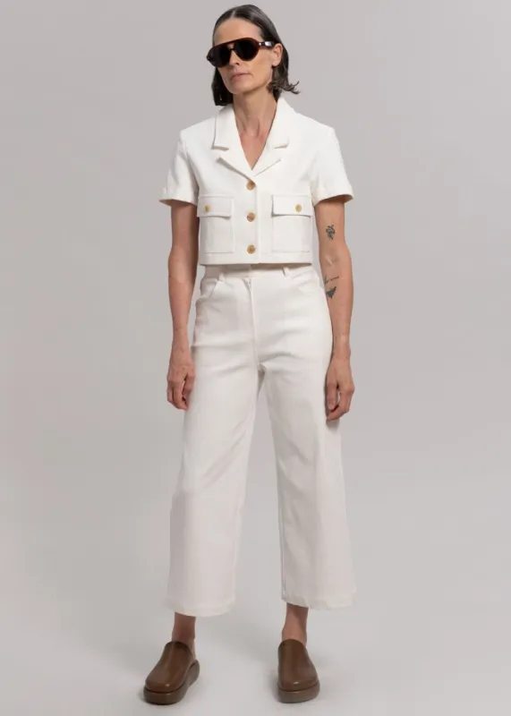 Anna Wide Denim Pants - Cream made by Frankie Shop