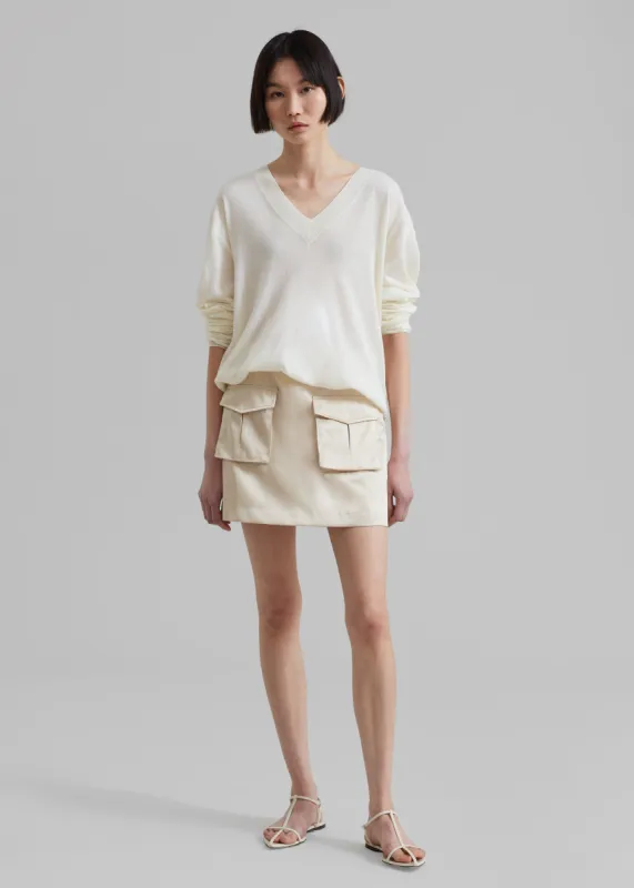Hudson Satin Cargo Skirt - Beige made by Frankie Shop