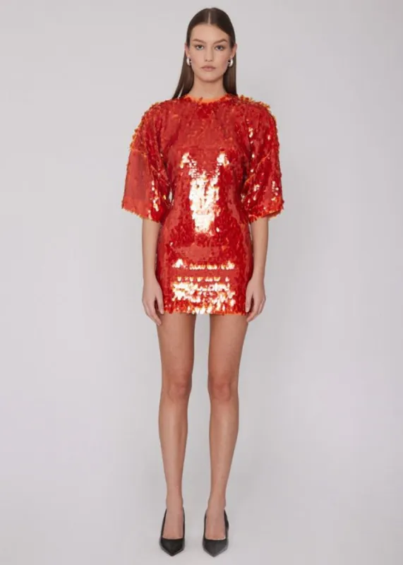 ROTATE Jasy Dress - Mandarin Red made by Frankie Shop